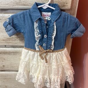 Little Lass Blue and Cream Lace Dress